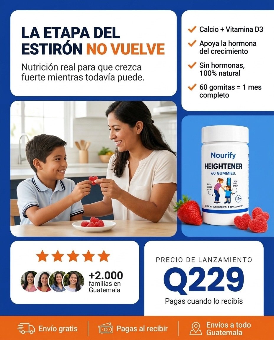 Nourify HEIGHTENER · gomitas para el crecimiento de niños y adolescentes