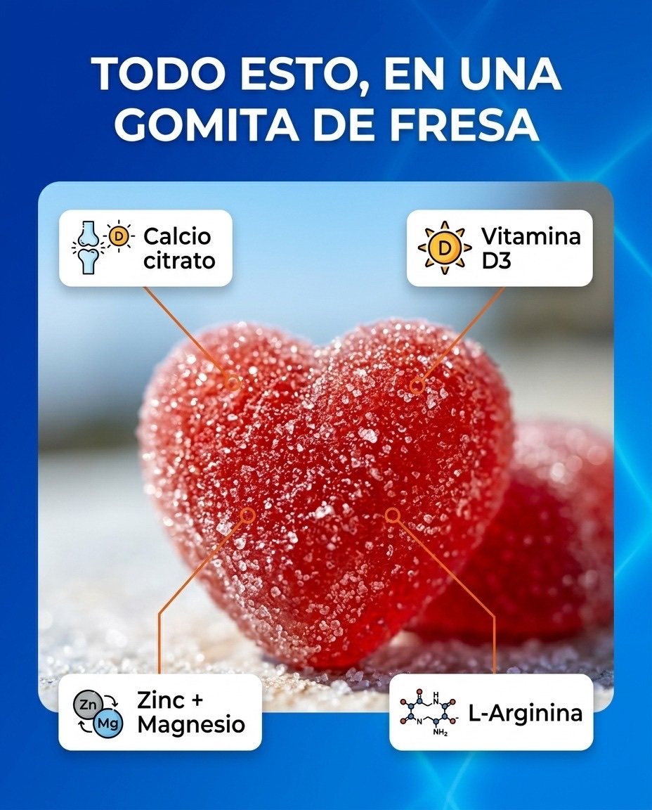 La gomita por dentro: calcio, vitamina D3, zinc y L-arginina