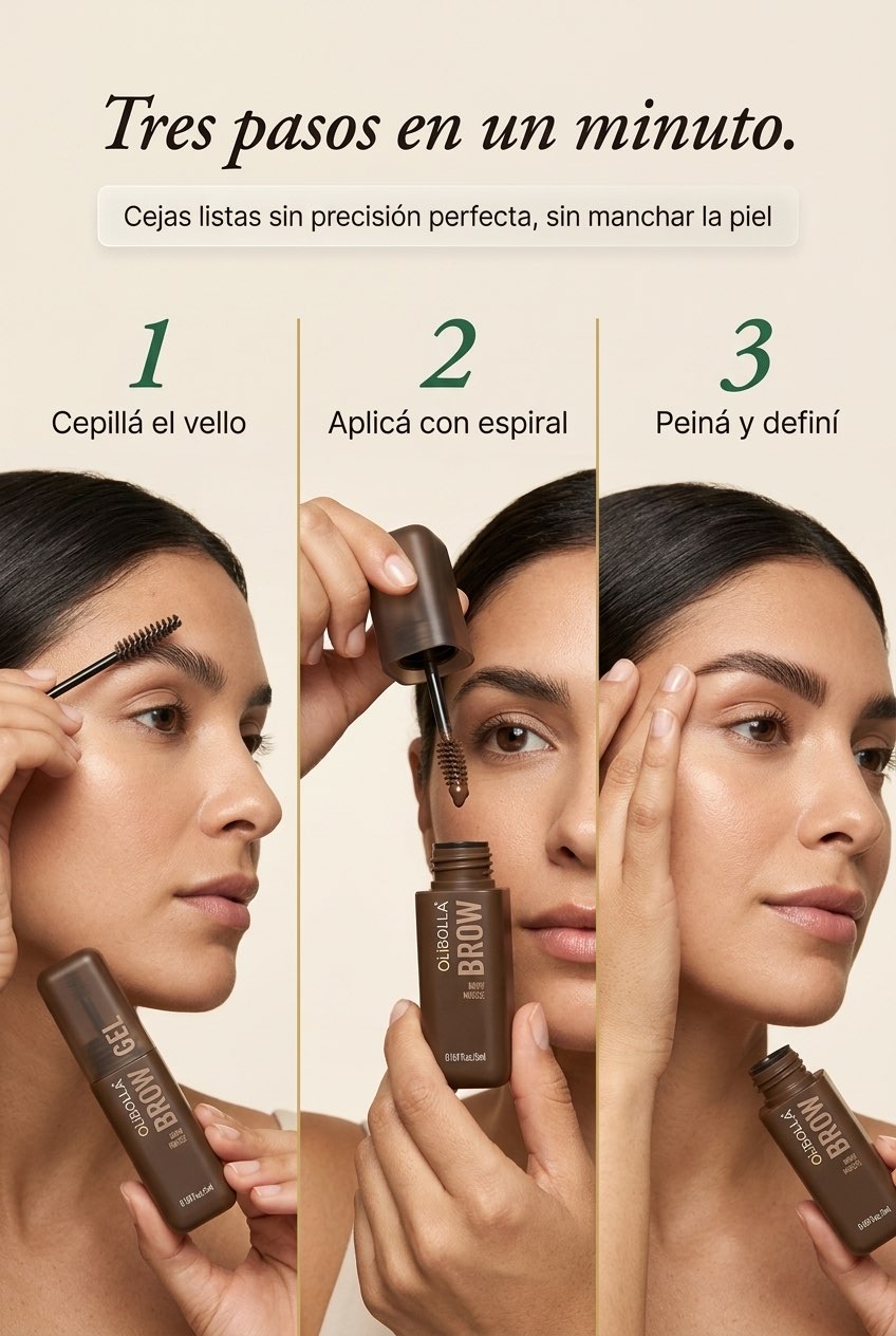 Modo de uso en 3 pasos del OLIBOLLA Brow Gel