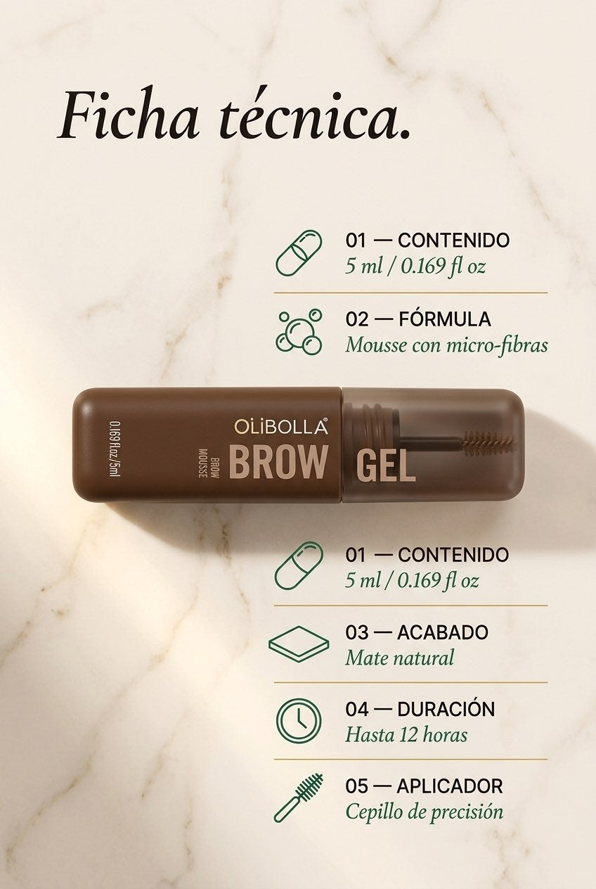 Ficha técnica OLIBOLLA: 5ml mousse mate hasta 12h