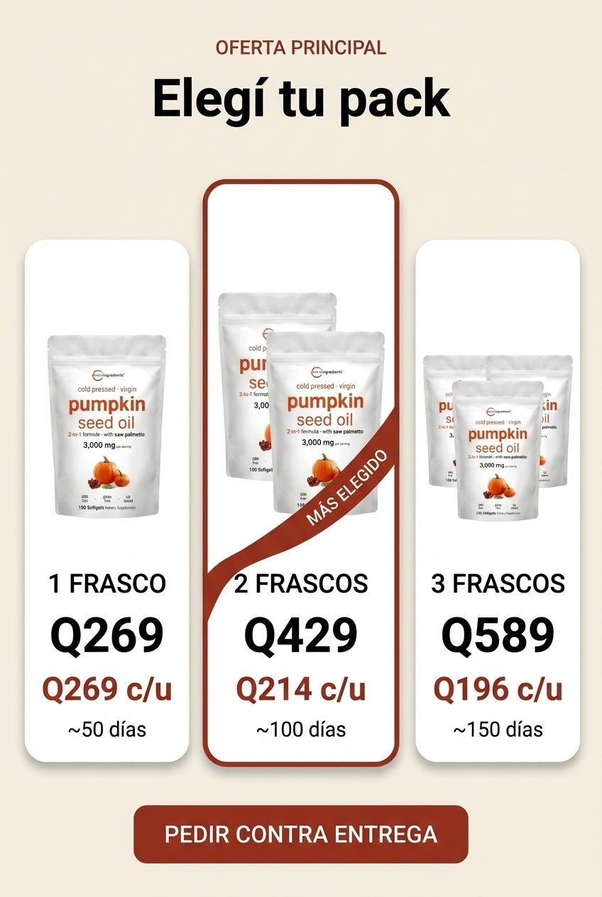 Oferta Pumpkin Seed Oil · 1, 2 o 3 frascos · pago contra entrega