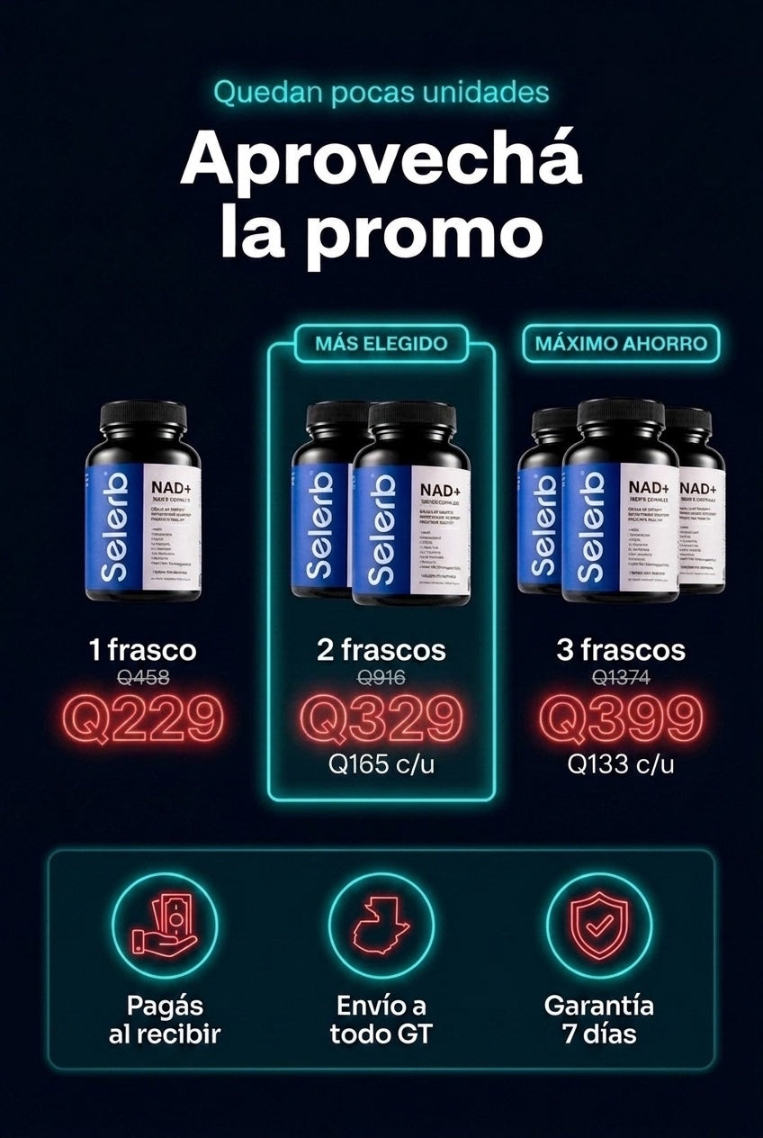 Oferta Selerb NAD+ · packs con descuento, pago contra entrega