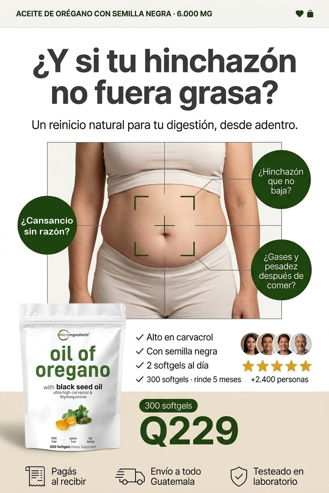 Oil of Oregano · aceite de orégano con semilla negra, 6000 mg