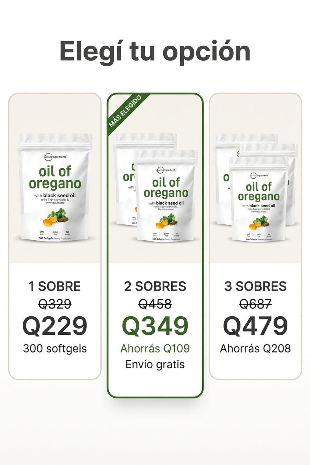 Oferta Oil of Oregano · 1, 2 o 3 sobres con descuento, pago contra entrega