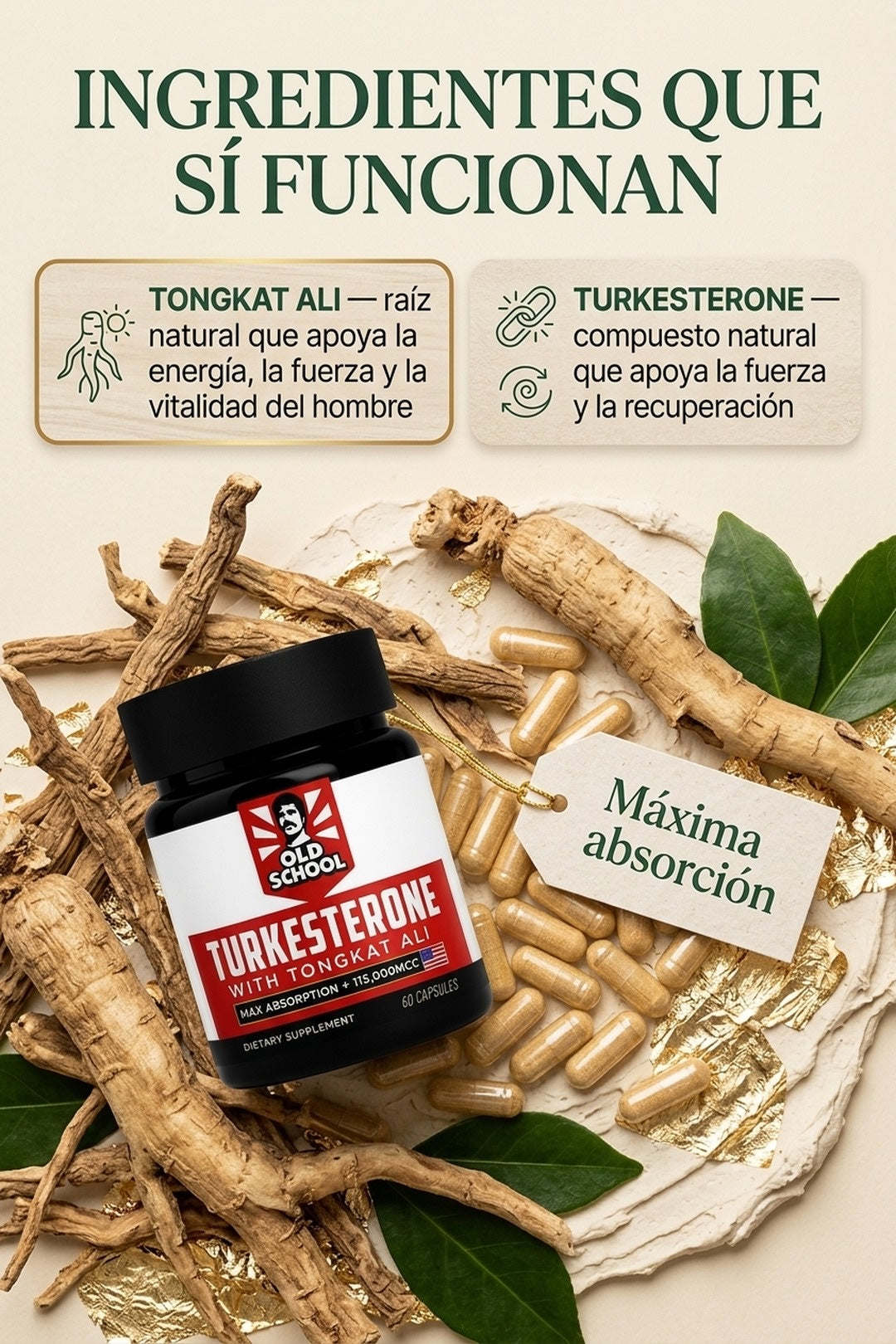 Ingredientes naturales: Tongkat Ali y Turkesterone