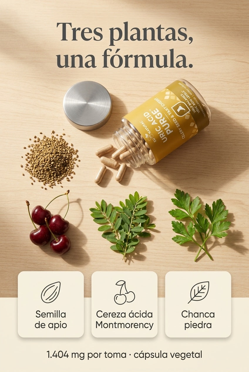 Semilla de apio, cereza ácida Montmorency y chanca piedra