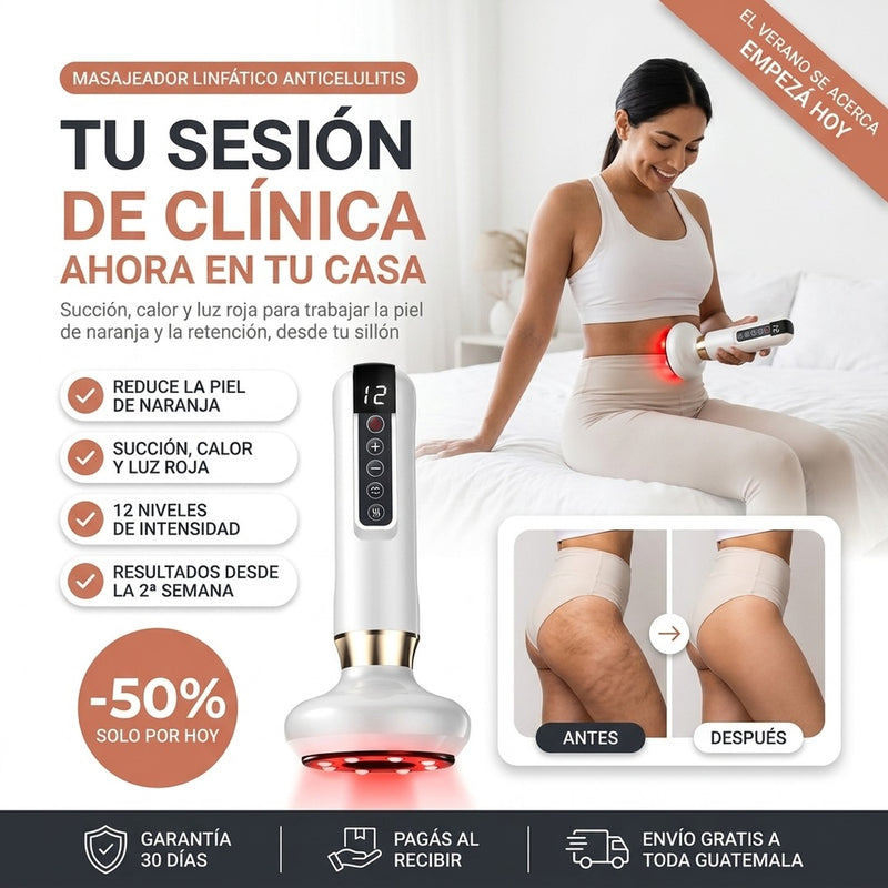 Masajeador anticelulitis con succión, calor y luz roja